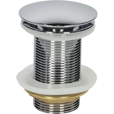 Bathroom Basin Clicker Waste Plug Unslotted 1 1/4" Chrome Flat Mushroom