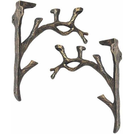 Supports d'étagère murale vintage en fer forgé – 2 pièces – Imperméable et antirouille – Pour planches jusqu'à 60mm d'épaisseur (1/5)