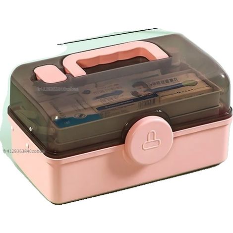 Trousse de premiers secours, design portable, rangement organisé, Rose (1/2)