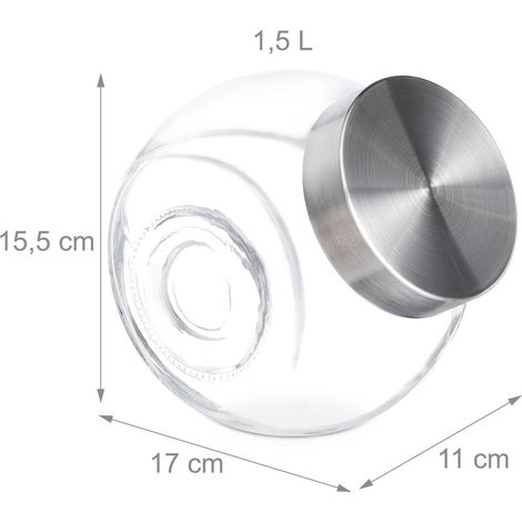 Set di 2 bomboniere ermetiche pratiche cucina 16 x 16 x 11 cm in vetro trasparente 130016408
