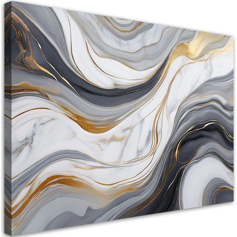 Tableau déco Marbre gris blanc avec or 100x70 (1/5)