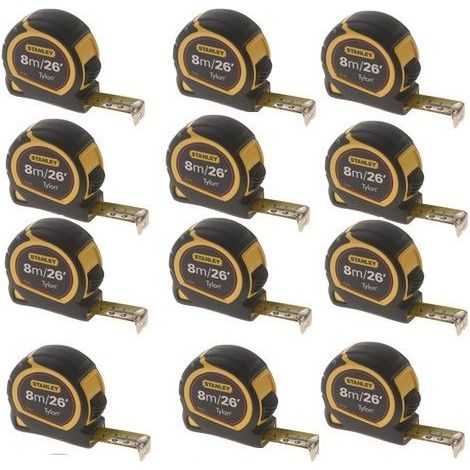 Stanley 12 PACK 8m Tape Measure Bi-Material Tylon Blade 26ft STA030656 0-30-656