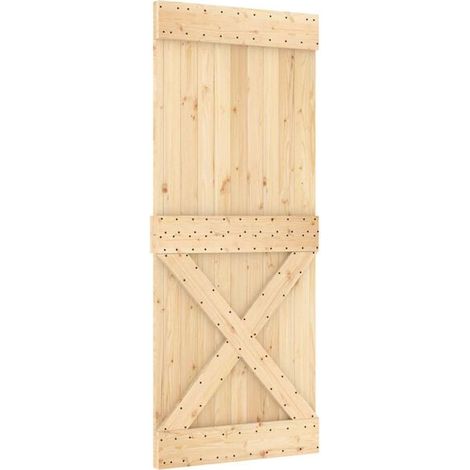 Porte coulissante NARVIK, naturelle et noire, 85 x 210 cm (213,5 cm)