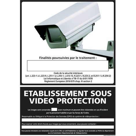 PANNEAU ETABLISSEMENT SOUS VIDEO PROTECTION (G1223) - Adhésif - 300 x 420 mm (1/5)