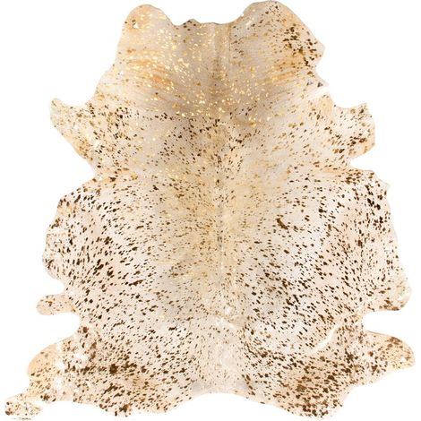 Tapis Peau de Vache "Fly" Blanc & Or Entre 1,35 et 1,65 m2