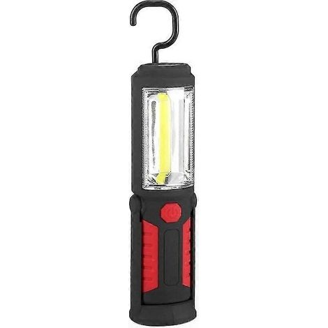 Lampe de travail LED rechargeable à fixation magnétique avec torche rouge intégrée, éclairage puissant pour atelier et bricolage, lumière blanche et mode clignotant, outil pratique et compact. (1/3)