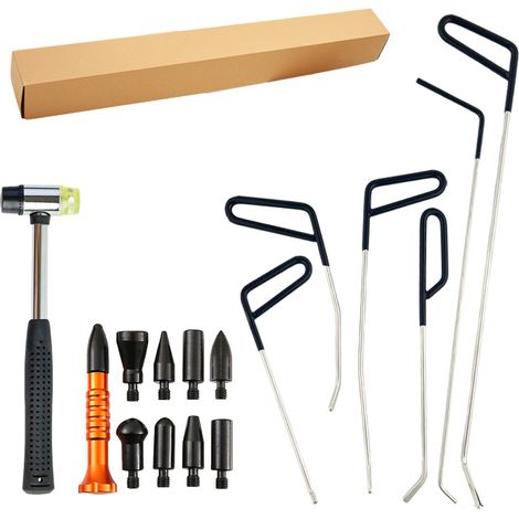 Kit de 18 Outils de Réparation Sans Trace pour Carrosserie, Leviers pour Bosses, Creux de Grêle et Déformations, Accessoires de Redressage Auto (1/4)