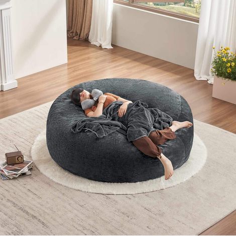 Canapé pouf convertible compact en mousse gris foncé HAVRYA (1/3)