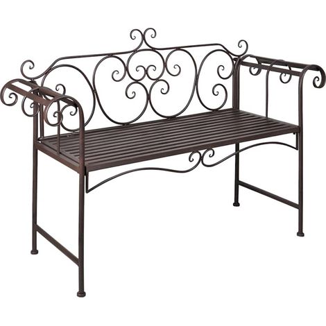 vidaXL Banco de jardín de acero marrón envejecido 132 cm (1/5)