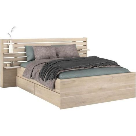 Letto 140 x 190/200 cm Con vani portaoggetti Naturale - TENALIA II (1/5)