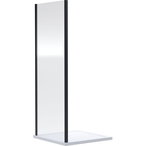 Almington 6mm Toughened Safety Glass Side Panel - 1900 x 700mm - Matt Black - Balterley