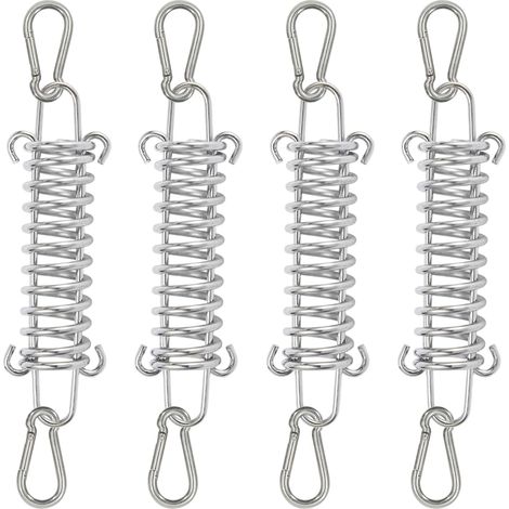 4 Pièces Ressort de Tension avec Double Crochet, Ressort de Traction Tendeur Voile Ombrage avec 8 Pièces Mousqueton pour Bâche, Tente, Grille Métallique, Voile D'Ombrage, Auvent (1/5)