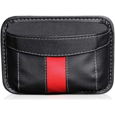 Mini organizador de cuero para asiento de coche, organizador lateral, bolsillo lateral de almacenamiento automático para organizar documentos, archivos, teléfono, llaves, monedas, color negro (1/4)