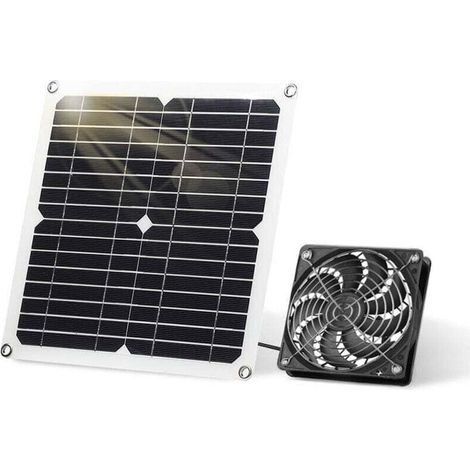 Ventilatore solare da 12 W - Pannello solare resistente alle intemperie - Con ventola CC - Per piccoli pollai, serre, capannoni, casette per animali domestici, alimentazione o