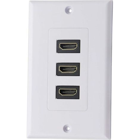 3-Port HDMI 2.0 Wanddose mit Komponenten-HDMI- und Composite-Audio-Anschlüssen, unterstützt 4K 60Hz und 1080P, ideal für Projektoren und Heimkinoanlagen, Weiß (3 HDMI)