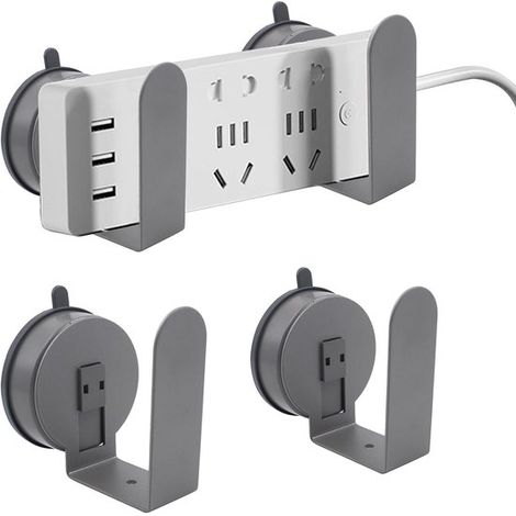 Juego de 2 piezas con soportes de enchufe, soportes extraíbles y reutilizables para debajo del escritorio/pared, routers (1/5)
