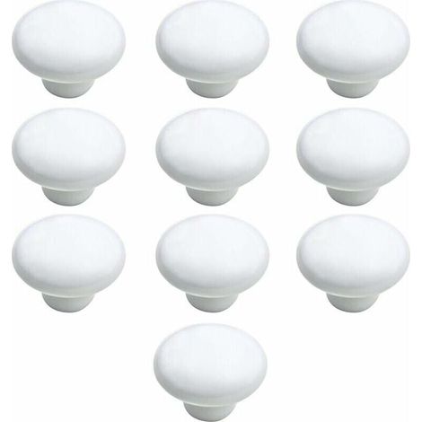 ZVD Bouton Porte 10 PCS 33mm Céramique Poignée Porte de Cuisine Armoire à Tiroirs Porte Boutons Blanc (1/4)