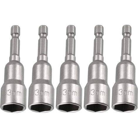 5-teiliger magnetischer 13-mm-1/4"-Sechskant-Schraubendreher-Bit-Adapter, Schlagschrauber-Einsatz für Muttern, für Handbohrmaschinen und Steckschlüssel, 65 mm Länge (1/5)