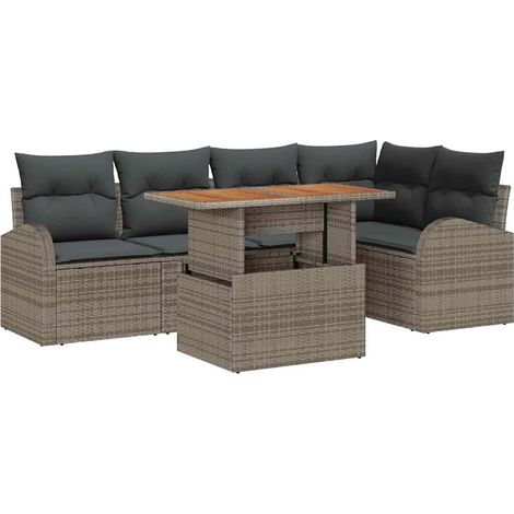 Maison Exclusive - Set Divano da Giardino 6 pcs Grigio Poly Rattan (1/5)