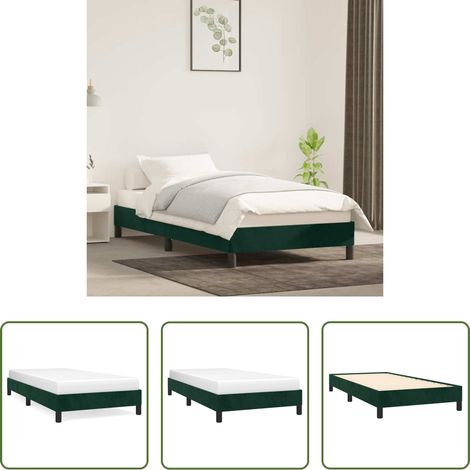 Samtbett - Bettgestell ohne Matratze Dunkelgrün 100x200 cm Samt (1/5)