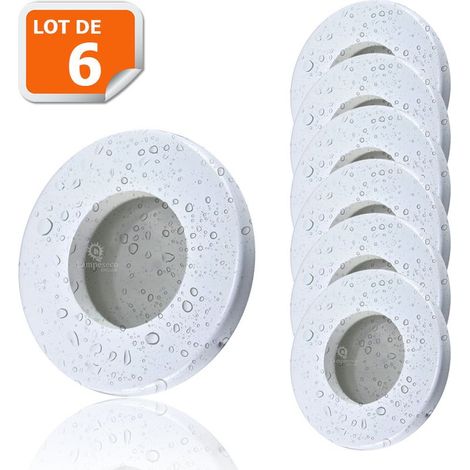 Lampesecoenergie – 6 spots LED encastrables étanches IP44 – Blanc neutre 4000K – 5W 460 lumens – Angle d'éclairage 120° – Pour salle de bain (1/4)