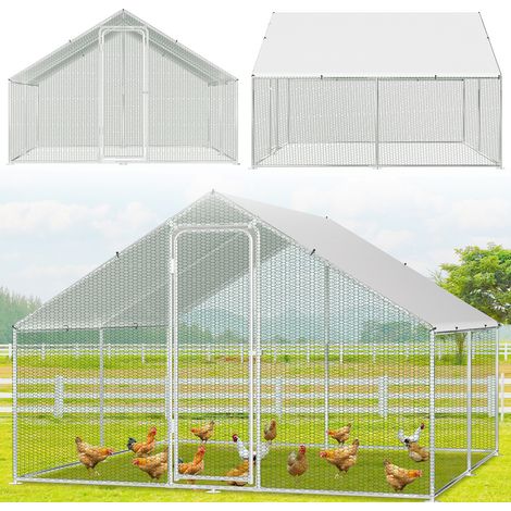Wolketon Enclos 3×3×2 m – Poulailler en métal accessible, 9 m² de surface, porte verrouillable, parc extérieur pour poules, petits animaux et plantes