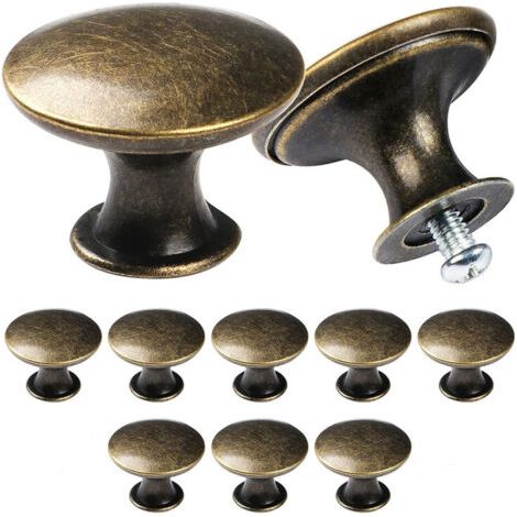 Lot de 10 boutons d'armoire vintage chic,Poignées de placard de cuisine de style antique,30 mm, Bronze
