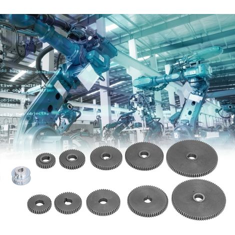 11-teiliges Set für Mini-Drehmaschinen (10 Zahnräder für Metallbearbeitungsmaschinen + Motorriemenscheibe), austauschbare Zahnräder: T802, T602, T502, T402, T351, T301, 17-Zahn-Motorriemenscheibe1 (1/5)