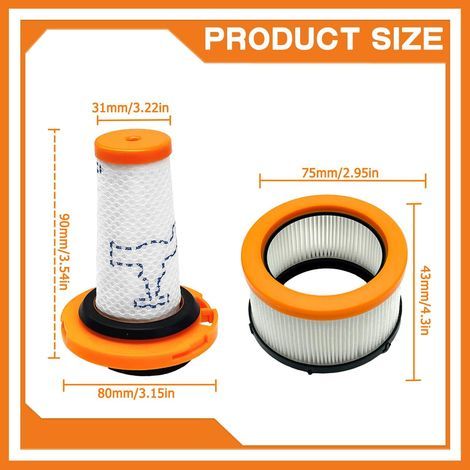 Filtre pour Rowenta X-Force Flex 9.60 et X-Nano Essential RH20xx, 2 Filtres Pré-moteur + 2 Filtres Post-moteur, Filtres de remplacement pour ZR009010 ZR009012 (1/4)