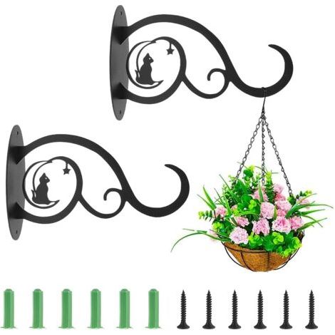 Balkonwand-Pflanzenständer (2 Stück), Schmiedeeisen-Hängehaken, Hängekorb, Pflanzenwand-Außendekoration für Pflanzen, Garten, Balkon, Wanddekoration (1/5)