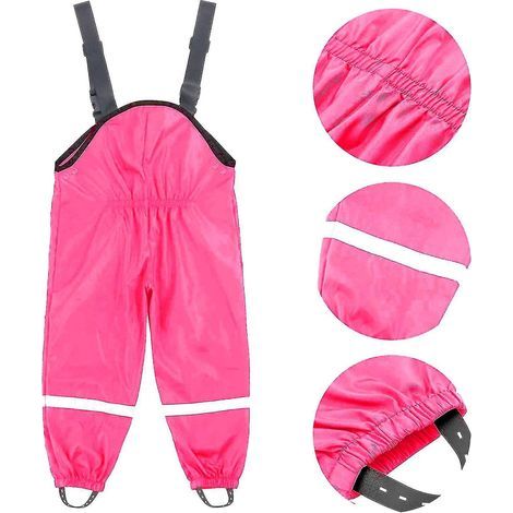 Salopette de pluie unisexe pour enfants, coupe-vent et imperméable, pantalon boueux - 98 - Rose (1/5)