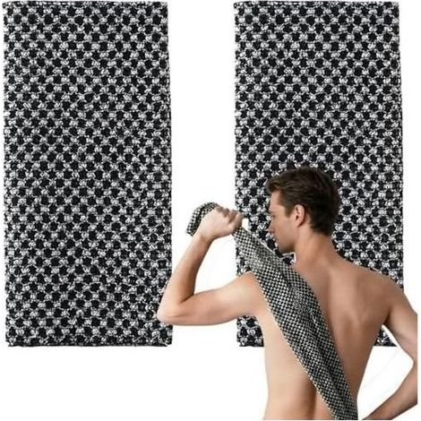 Exfoliating Shower Towel Natural bamboo charcoal fibre exfoliating gloves, gently remove dead skin cells from the body (2 Pieces) (1/5)