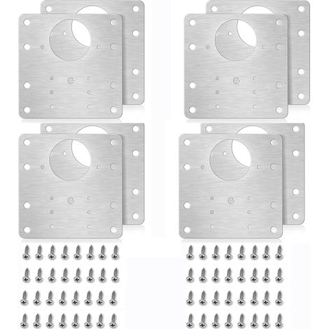 8 Plaques Réparation Charnière Acier 9x9cm, Kit Renfort Meuble (1/5)