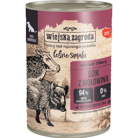 Wiejska Zagroda  Forest Flavors Adult  Comida húmeda para perros 400 g - Jabalí con ternera 0,4 kg