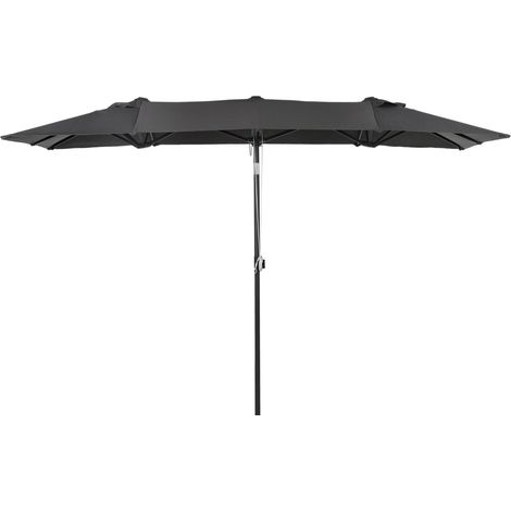Grand parasol, réglable en hauteur et inclinable, 150 x 295 x 170-214 cm, gris produit de qualité avec garantie satisfait ou remboursé