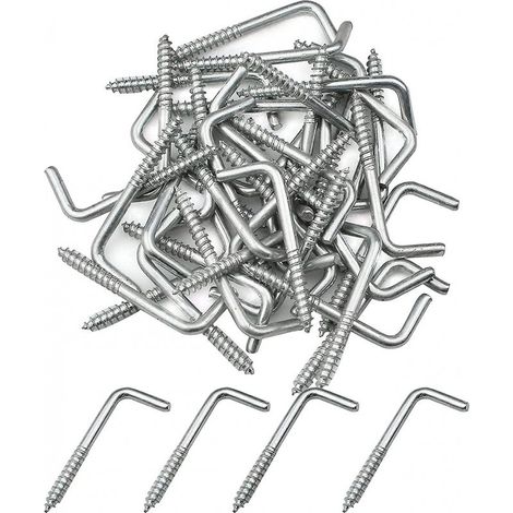 40 pièces crochet en L, vis carrée en acier au carbone, charge max 10 kg, pour accrocher ustensiles, clés, pots de fleurs (1/5)