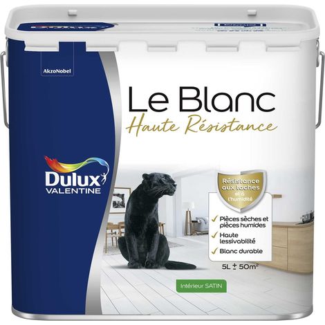 Peinture Blanche Haute Resistance Dulux Valentine Satin Blanc 5 L