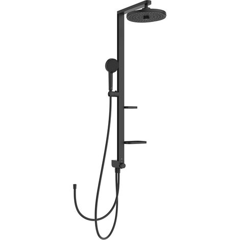 Ideal Standard Ceraflow ALU+ Shower Riser Kit with Diverter and Fixed Shower Head - Silk Black