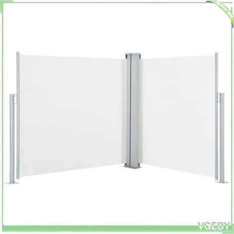 Auvent latéral rétractable - FAFEICY - 48449 - Crème - 120 x 0-600 cm - Tissu polyester anti-UV, cadre acier (1/5)