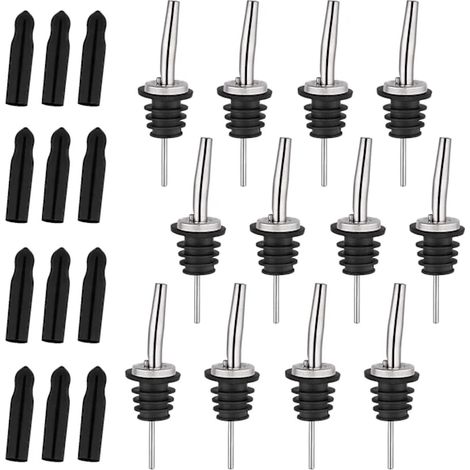 Pipettes pour flacons d'alcool en acier inoxydable (lot de 12) avec bec conique et long capuchon anti-poussière, pipettes distributrices d'huile pour le versement-AquaForge (1/5)