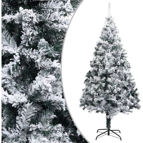 Sapin de Noël artificiel, recouvert de flocons verts, de 240 cm de long, en PVC. (1/5)