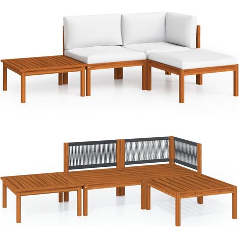 Maison Exclusive - Set da giardino 4 pezzi con cuscini in legno crema, acacia e corda