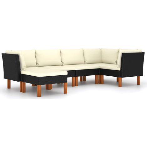 Maison Exclusive - Set Divani da Giardino 6 pz con Cuscini in Polyrattan Nero (1/5)