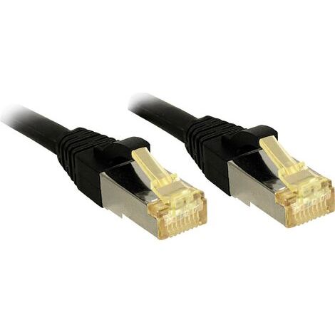 LINDY 47305 RJ45 Câble réseau, câble patch CAT 6a (câble brut CAT 7) S/FTP 0.30 m noir avec cliquet (1/4)