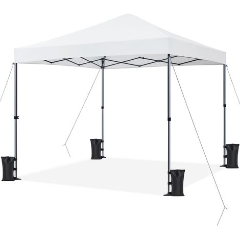 Yaheetech Tonnelle de Jardin Extérieur 3 × 3 M Tente de Camping Pliable avec Sac de Transport Sacs de Sable et Chevilles pour Camping Plage Fête et Foire Blanc (1/5)
