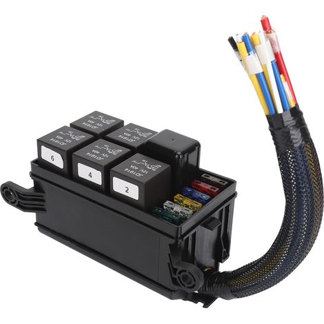 Kit de boîte à fusibles et relais 12 V : 6 relais 4 broches type Bosch et 11 fusibles pour moteurs automobiles et marins. (1/5)