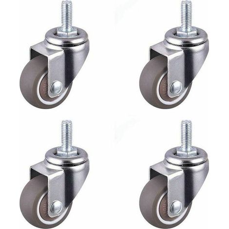 Schwerlast-Lenkrolle mit Gewindebolzen, Stuhlrollen, Ersatz-Minirollen für Möbel, Schwerlast-Gewinderollen für Transportwagen, M6x15 mm, 25 mm Durchmesser, 4 Stück (1/5)