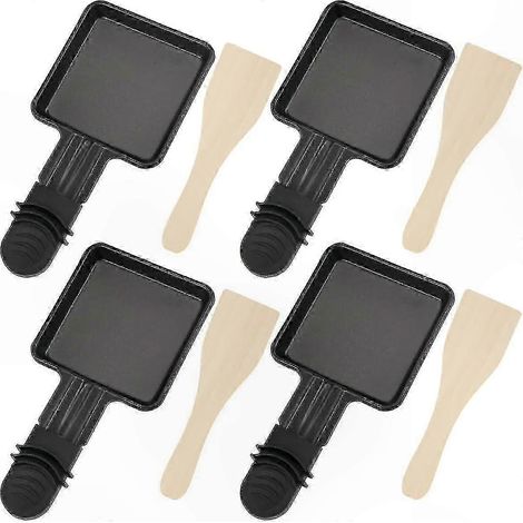 Ensemble de grill à raclette antiadhésif avec mini-plaques, spatules en bois et poignées résistantes à la chaleur pour les barbecues. (1/5)