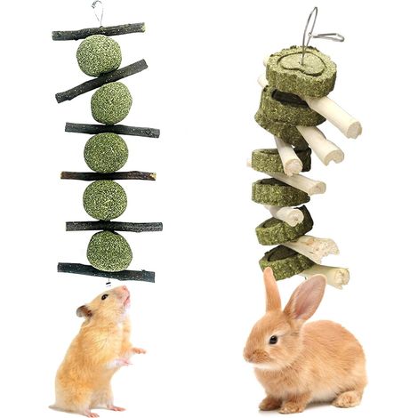 Rabbit Toy Set of 2, Bamboo, Grass and Apple Patties (1/5)