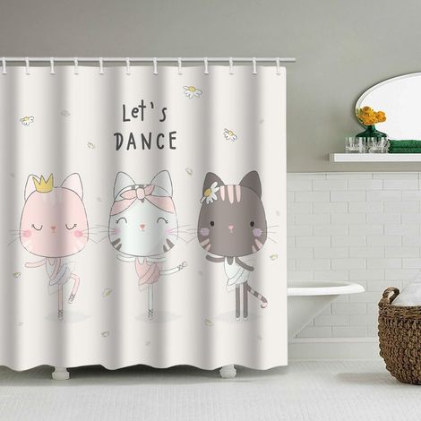 180 x 180 cm Duschvorhang mit lustigem Tiermuster, wasserdicht, inklusive 12 Haken, geeignet für Erwachsene und Kinder, Badezimmerdekorationsaccessoire.